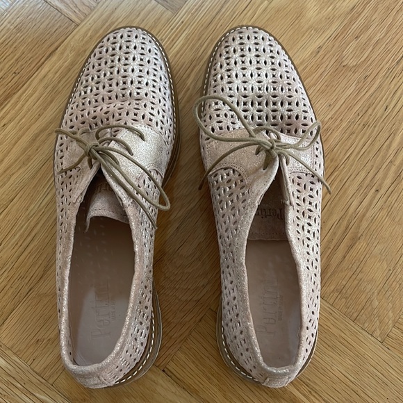 Shimmer Pink Suede Loafers with cork and white rubber sole - Picture 3 of 6